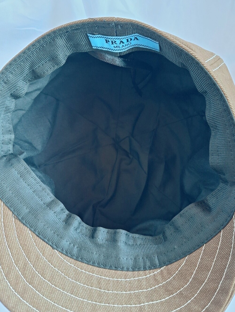 PRADA BROWN BERET HAT with CRYSTAL LETTER LOGO - Picture 12 of 12